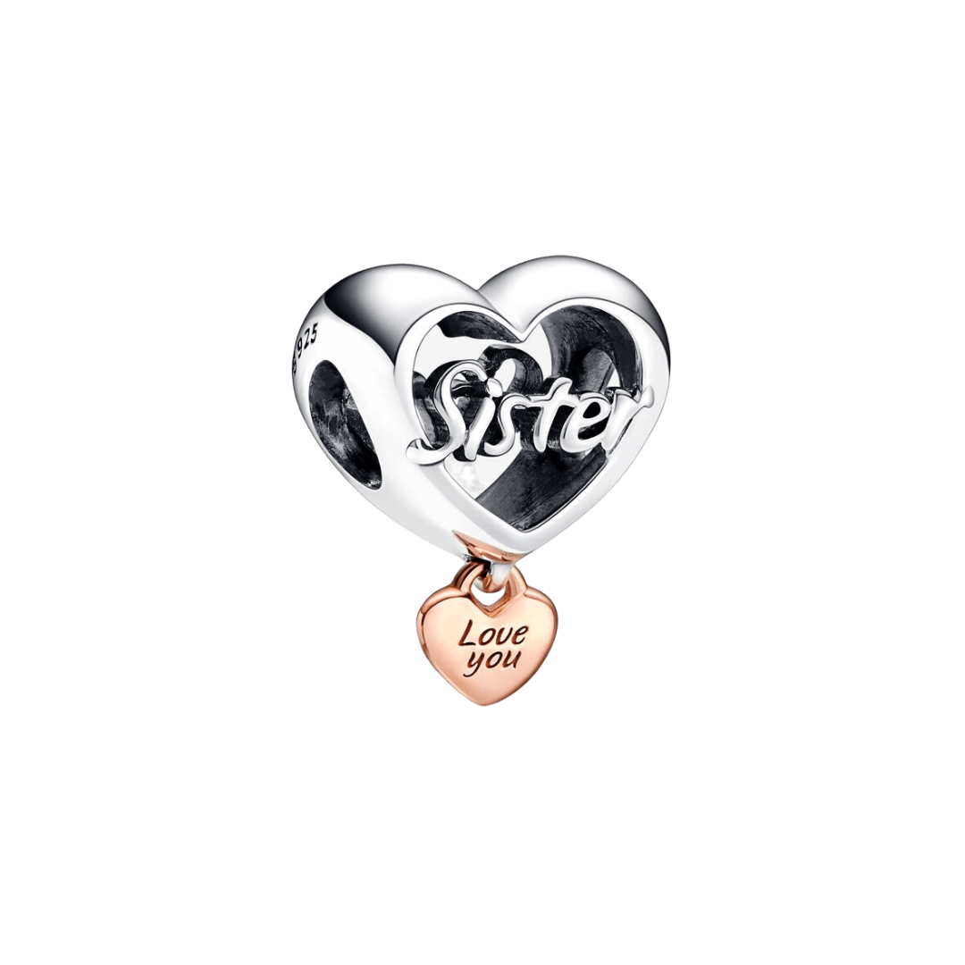 Love You Sister Heart Charm - Pretty Little Charms