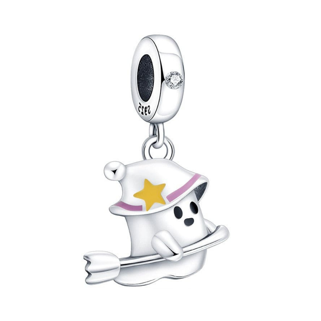 The Ghost On The Broomstick Dangle Charm - Pretty Little Charms