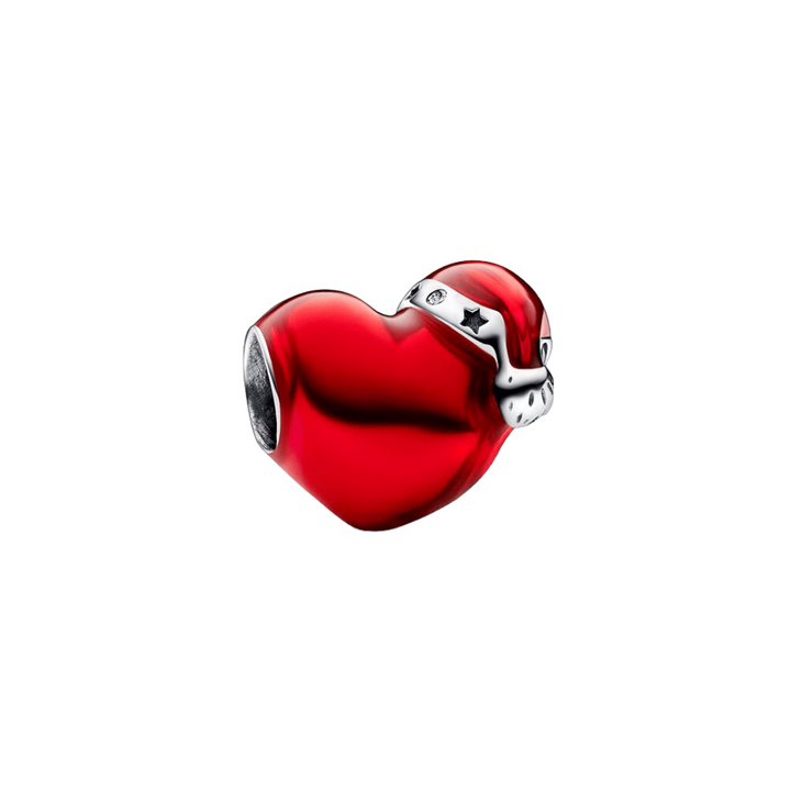 Metallic Red Christmas Heart Charm - Pretty Little Charms