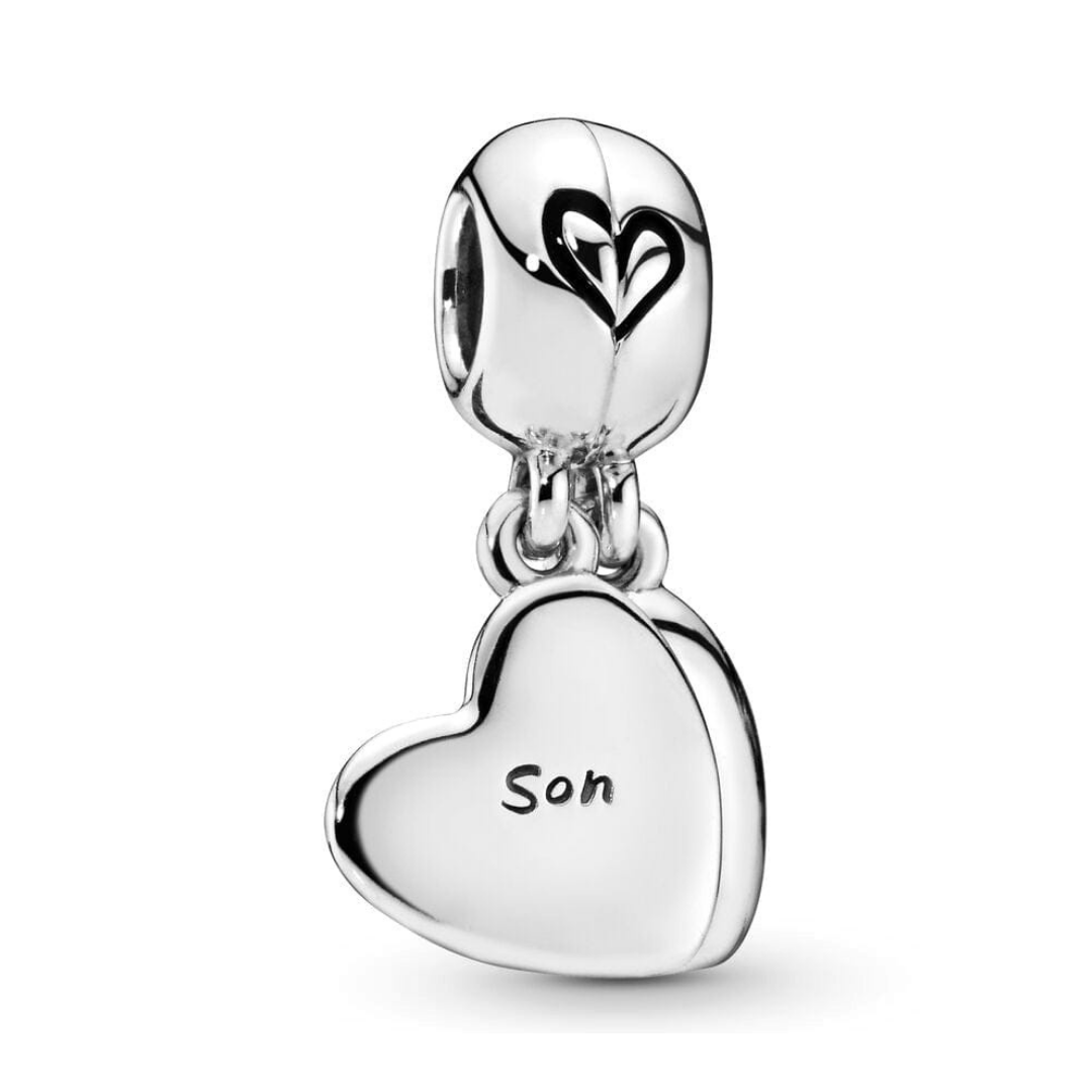 Mother & Son Heart Double Dangle Charm