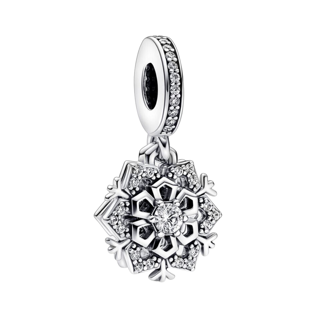 Frosted Snow Flake Double Dangle Charm