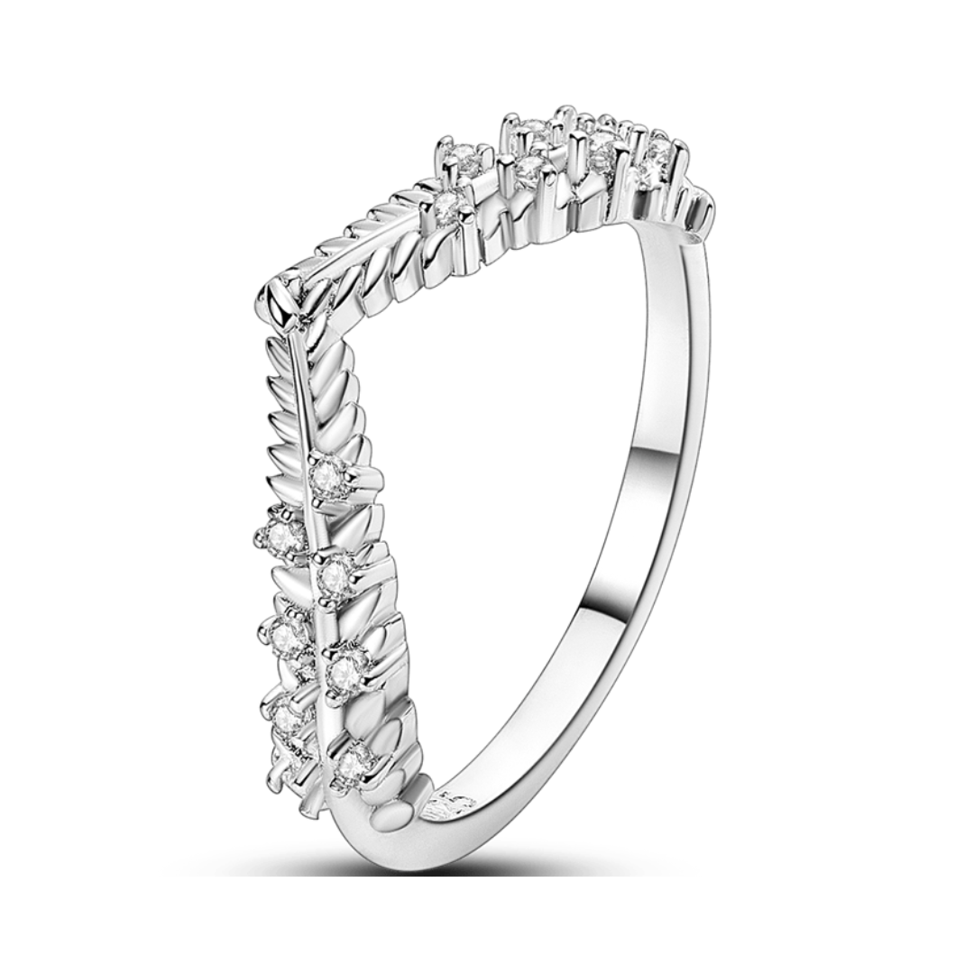 Cubic Zirconia Feather Ring
