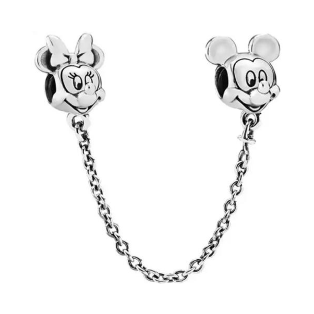 Mickey and Minnie Mouse Silver Safety Chain
