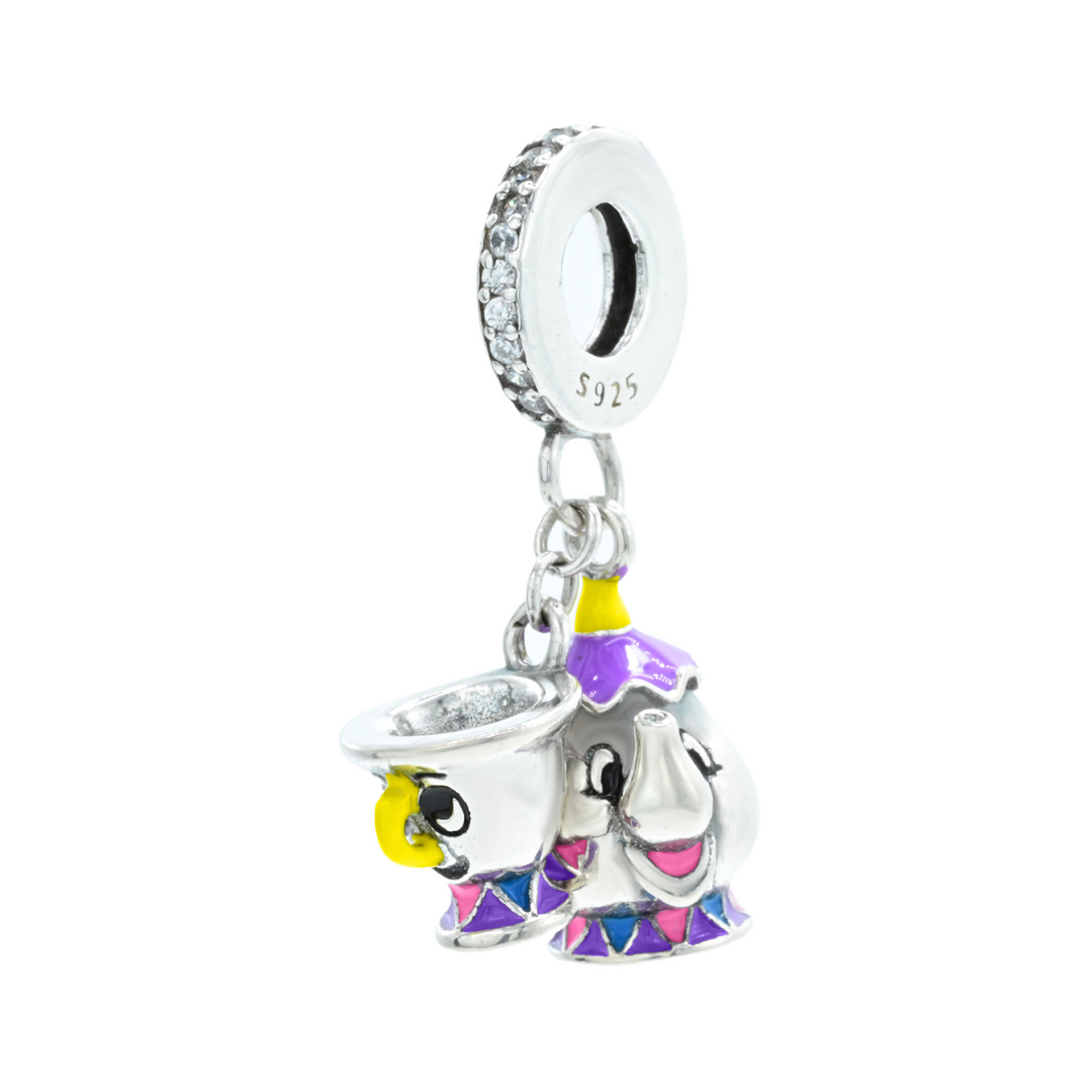Beauty And The Beast Miss Potts and Chip Double Dangle Charm