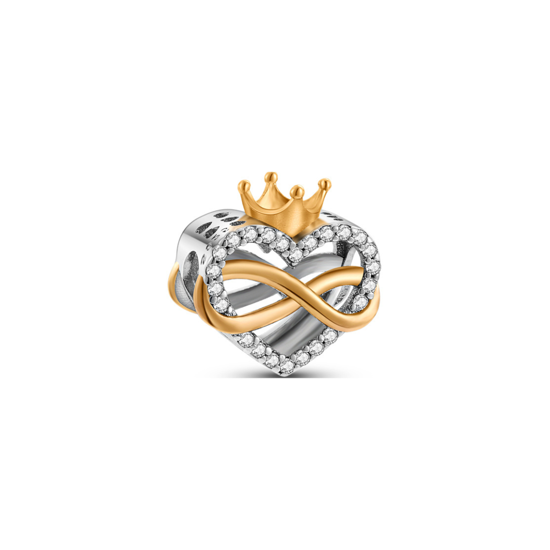 Silver, Gold Entwined Heart and Infinity Charm
