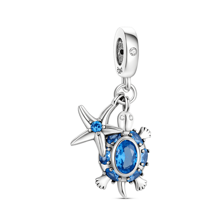 Blue Turtle And Star Dangle Charm - Pretty Little Charms