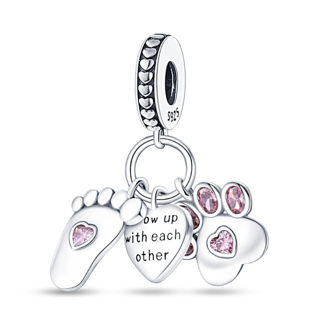 Baby Foot and Paw Triple Dangle Charm