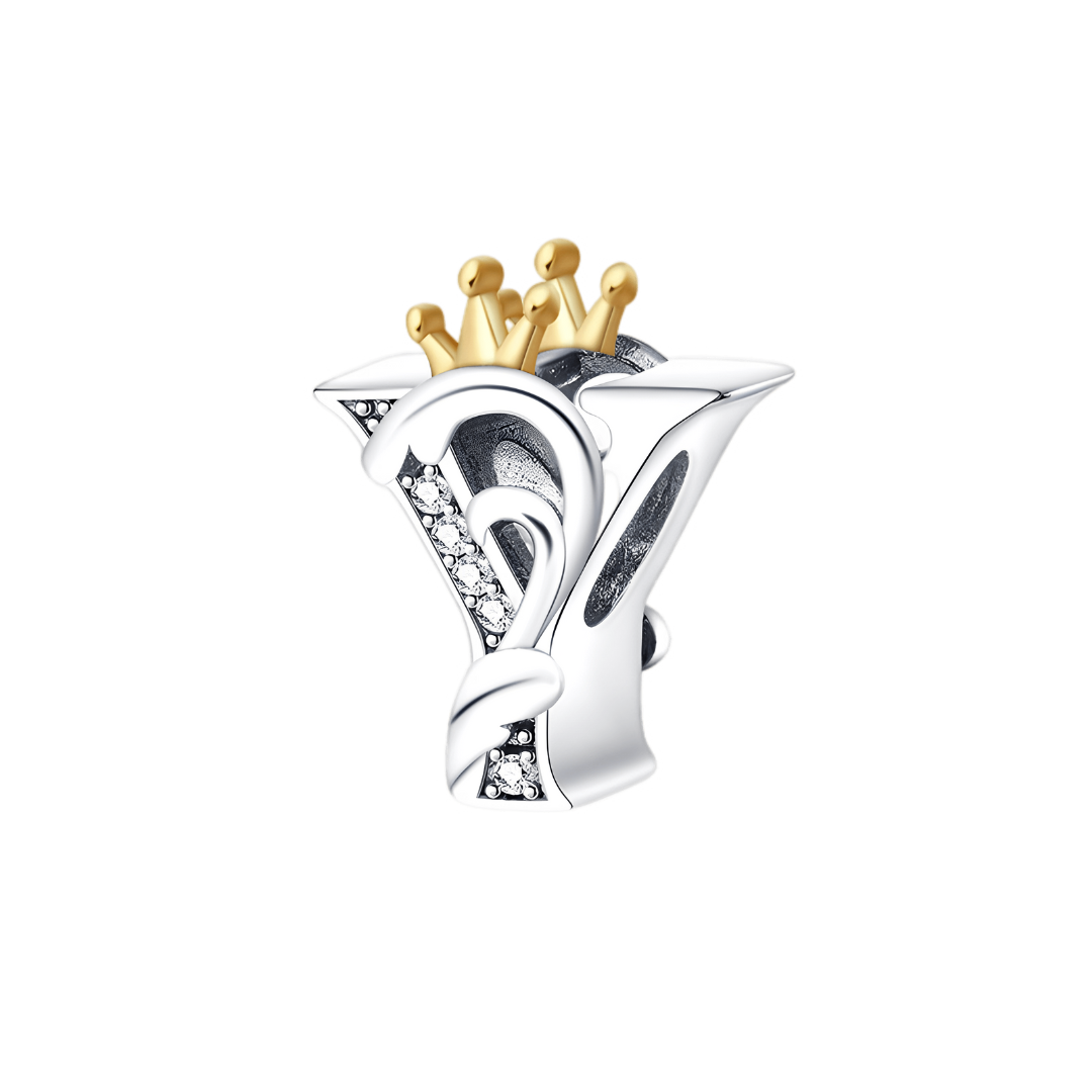 Gold Crown Alphabet Charm