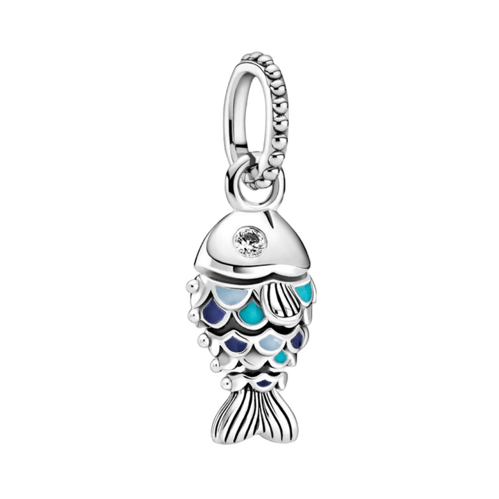 Blue Scaled Fish Dangle Charm - Pretty Little Charms