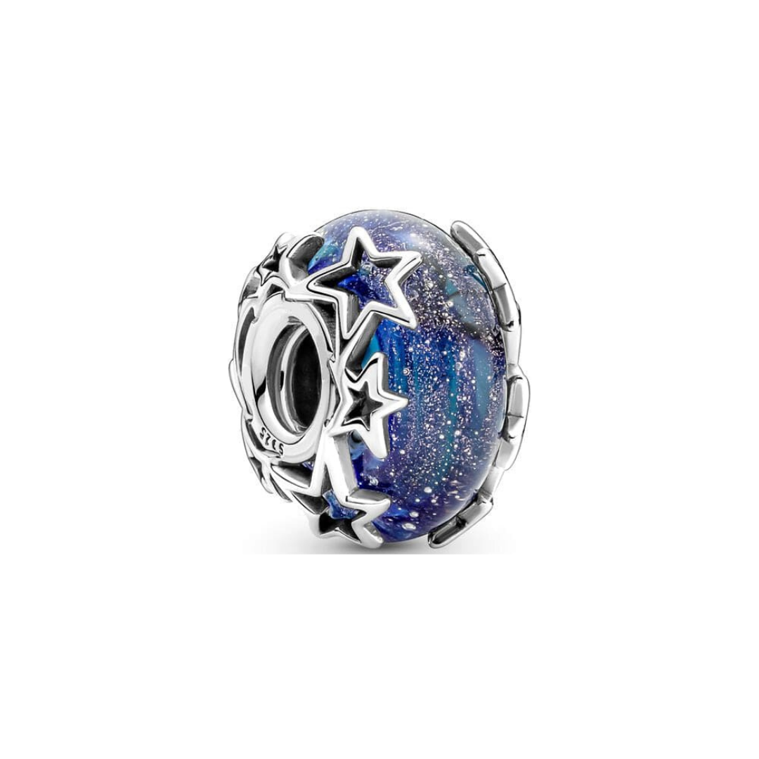 Blue Galaxy and Star Murano Glass Charm