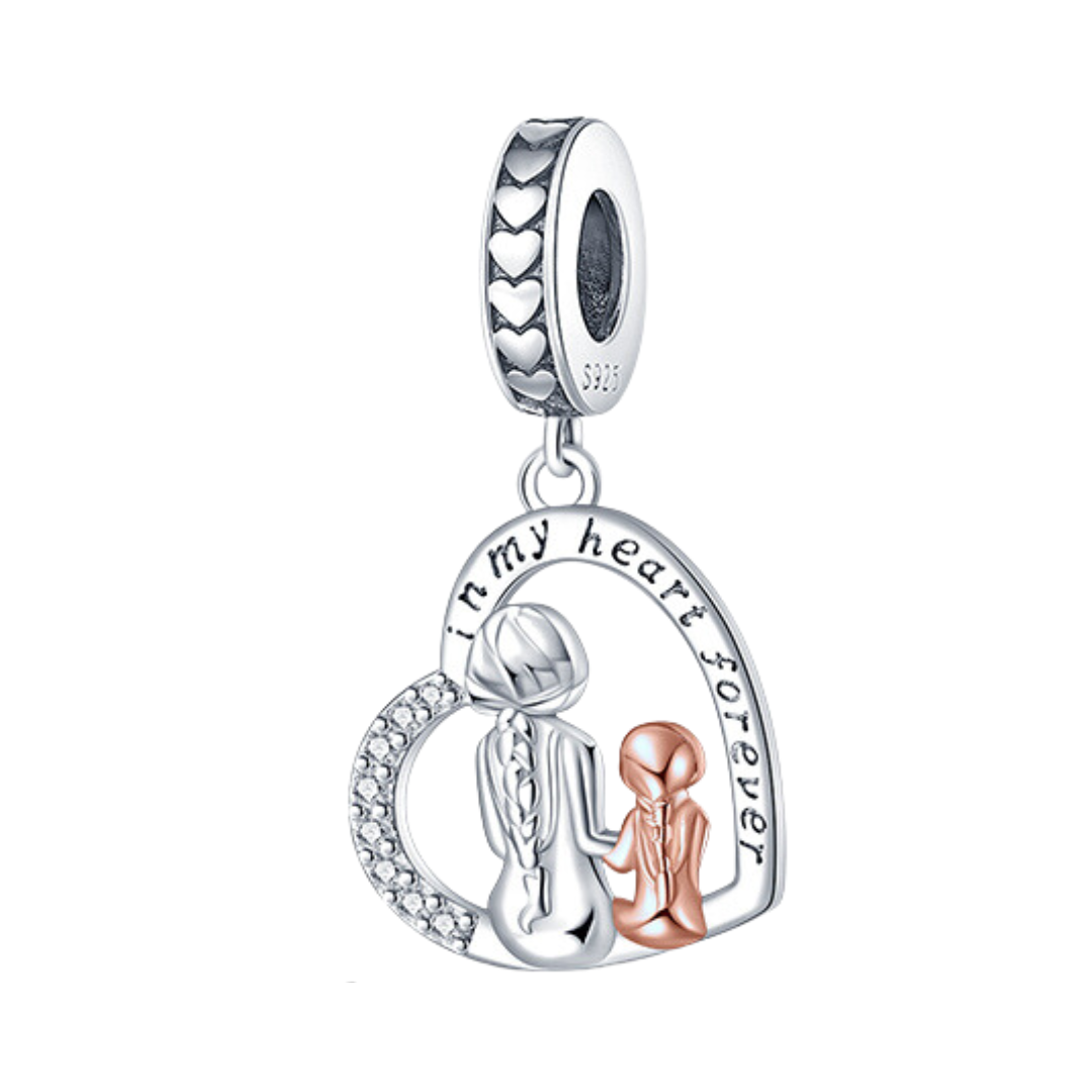 Mother & Daughter Heart Dangle Charm