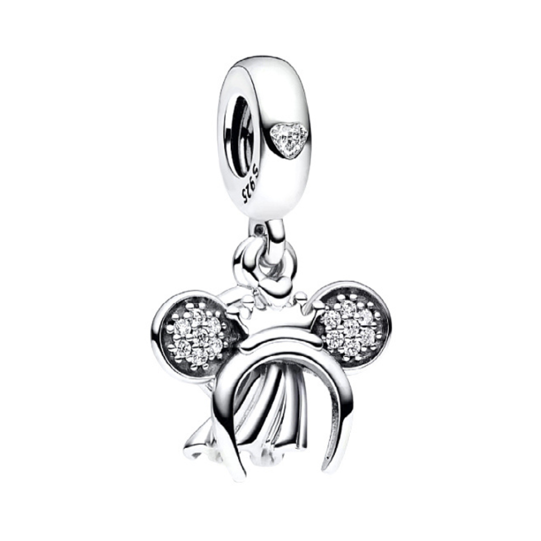 Minnie Mouse Bridal Headband and Ring Double Dangle Charm
