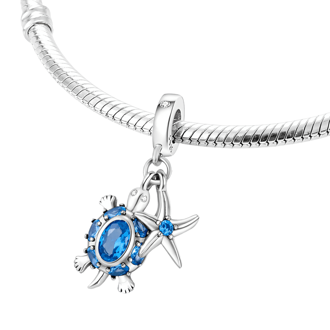 Blue Turtle And Star Dangle Charm