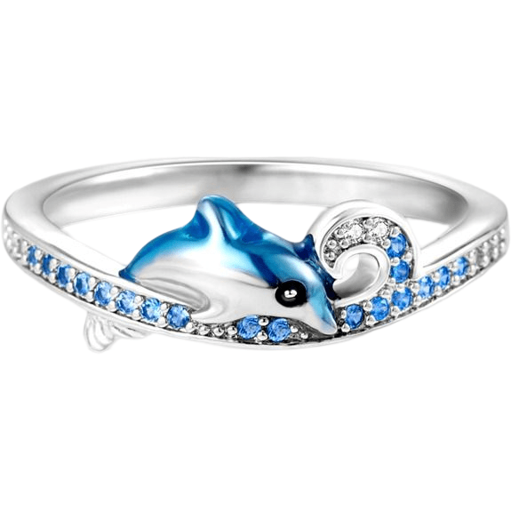 Diving Dolphin Cubic Zirconia Ring