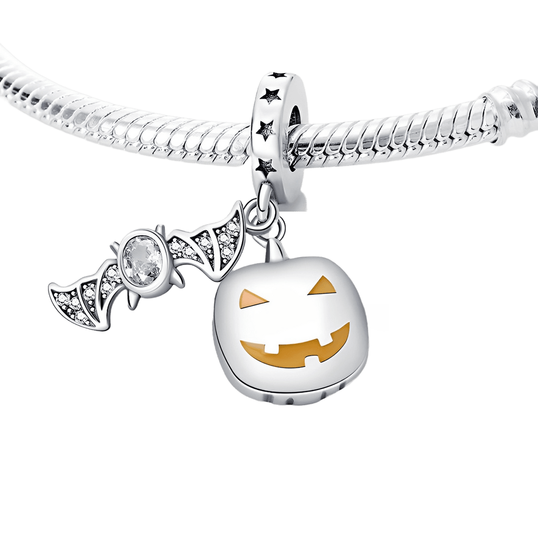 Jack O Lantern And Bat Dangle Charm - Pretty Little Charms