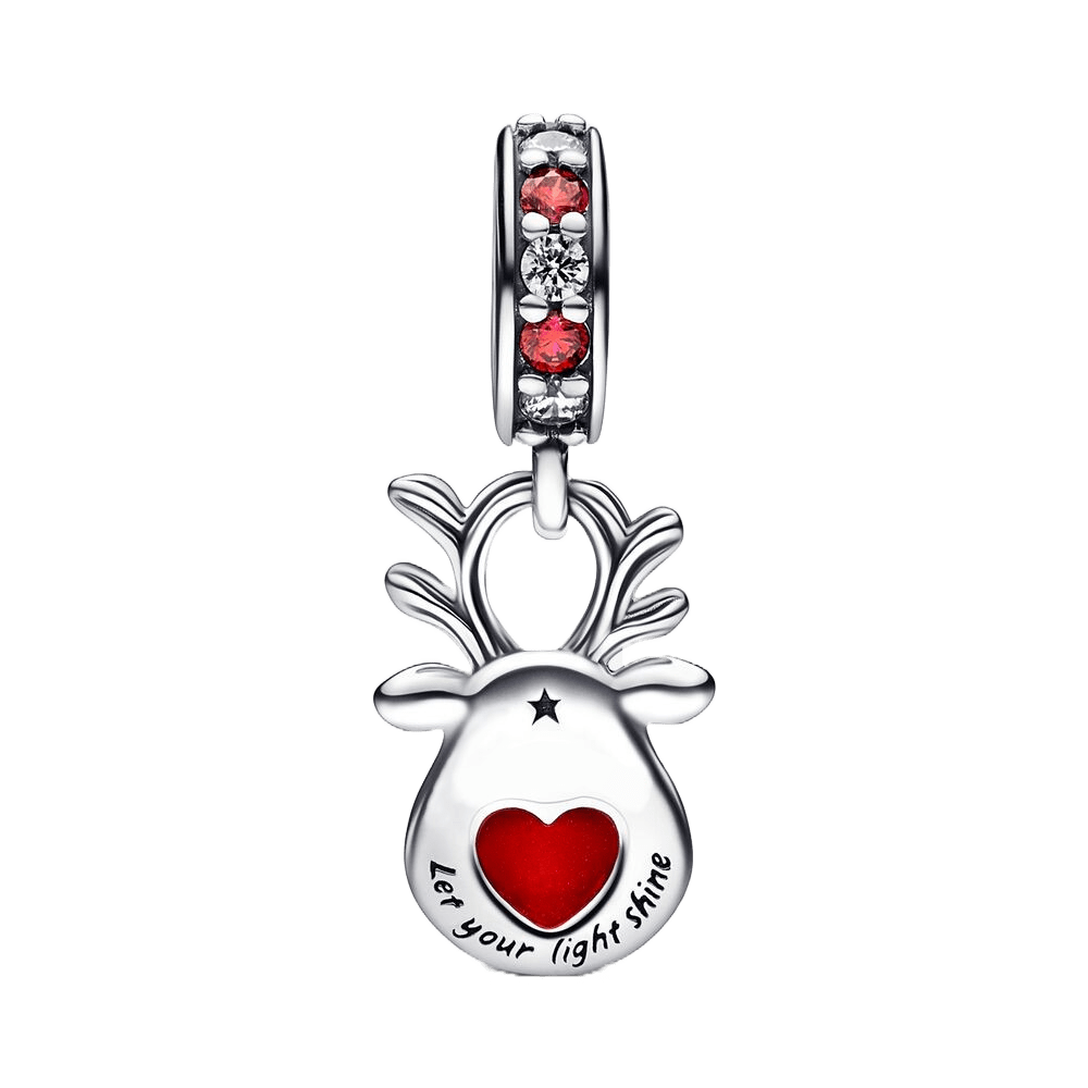 Red Nose Reindeer Murano Dangle Charm