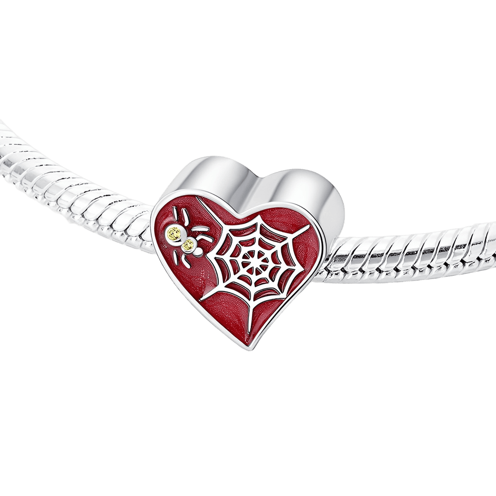 Spider And Web Heart Charm - Pretty Little Charms
