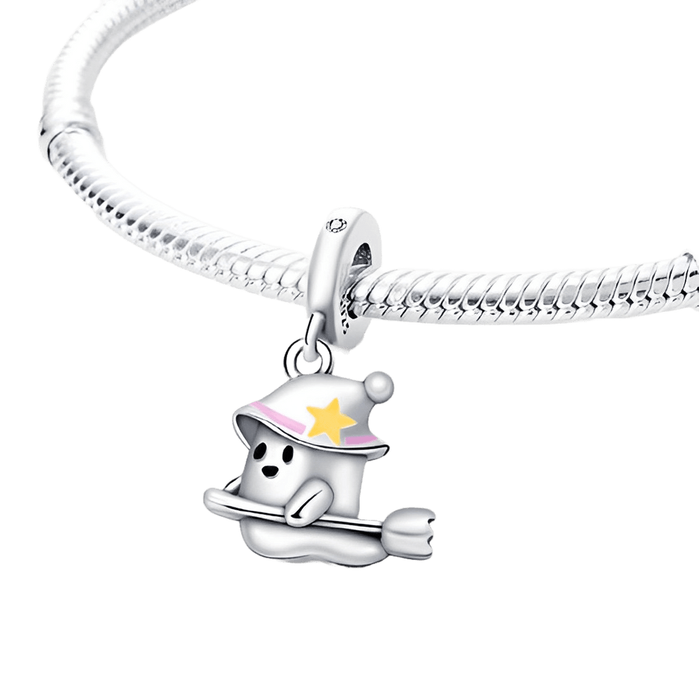 The Ghost On The Broomstick Dangle Charm - Pretty Little Charms